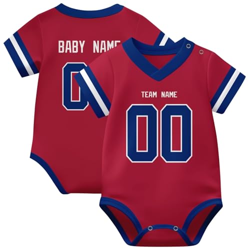 Image of KREDE Baby Clothes Unisex Bodysuit Jersey Style Custom Name Number for Baby Boys