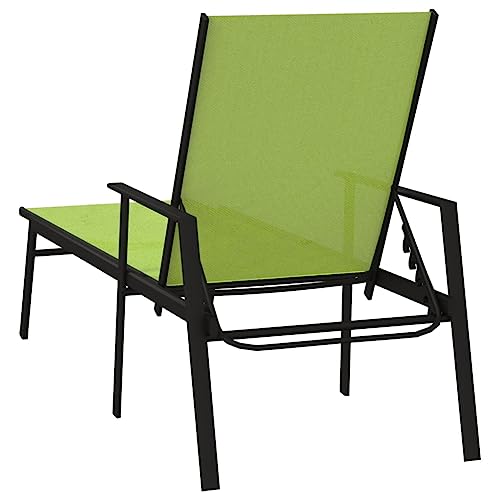 Chaise longue d'extérieur en acier vert et textilène pour jardin - 7