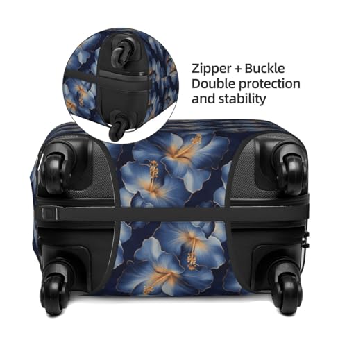 Navy Floral Print Travel Luggage Covers, Washable Suitcase Covers Protector for Luggage 18-32 Inch High Elasticity3