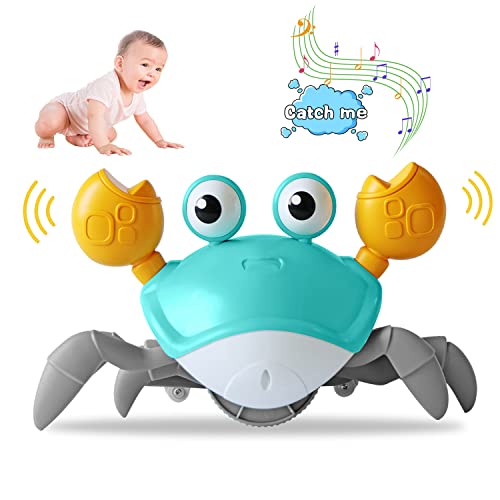 ReeRaa Crawling Toy Crab Baby Toy Infant Tummy time Toys 3 4 5 6 Babies boy Girl Sensory Toys Montessori Toys 3-6 6-12 Learning to Crawl 9-12 12-18 Walking Toddler Gifts (Green)