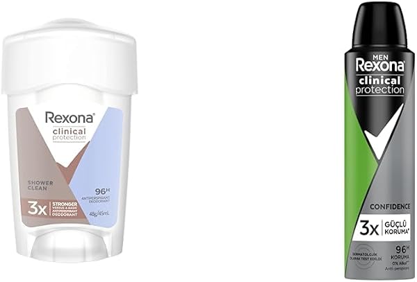 Rexona Clinical Protection Kadın Stick Deodorant Shower Clean 45 ml(1) Men Clinical Protection Anti-perspirant Erkek Sprey Deodorant Ter Önleyici 150 ml(1)