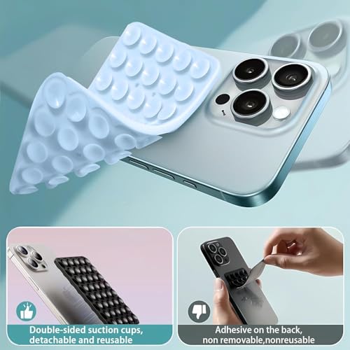 Image of Suction Phone Case, Phone Suction Sticker, Silicone Suction Phone Case for Hands-Free Mobile Accessory Holder Grip, Video Phone Accessory Compatible Mirror, Shower (Pack of-1) Multicolor