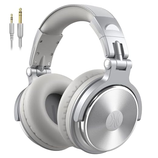 OneOdio Wired Over Ear Headphones Studio Monitor & Mixing DJ Stereo Headsets with 50mm Neodymium Drivers and 1/4 to 3.5mm Jack for AMP Computer Recording Podcast Keyboard Guitar Laptop - Silver