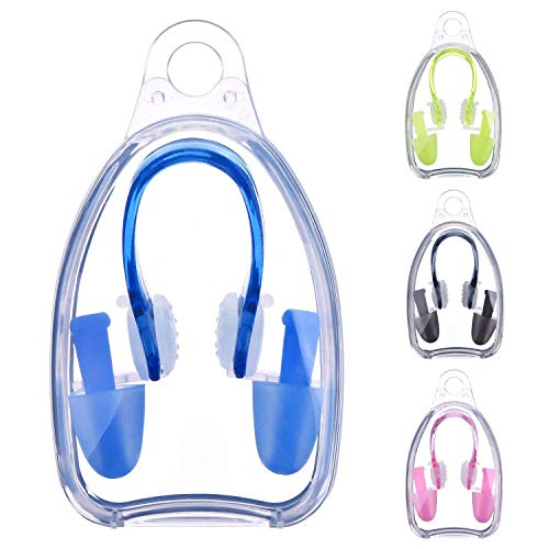 4 Pièces Pince-Nez pour Natation et Kits de Bouchons d'oreille pour Natation pour Adultes et Enfants, 4 Couleurs Cover