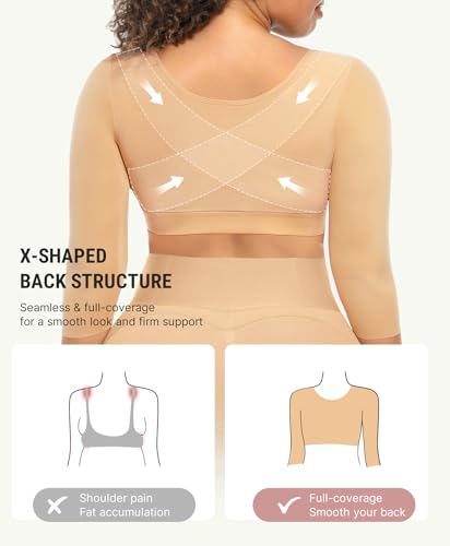 Image of FeelinGirl Arm Shaper for Women Post Surgery Arm Lipo Compression Sleeves Slimming Arm Faja Front Closure Shapewear Bra