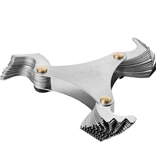 Qisf Multi-Purpose 2 Pack Screw Thread Pitch Gauge Tool, Pitch Cutting Gauge Caliper Gages Measuring Tool, 51 Pcs America Sae Type + 58 Pcs Metric & America Sae Type & British Whitworth #TOP2