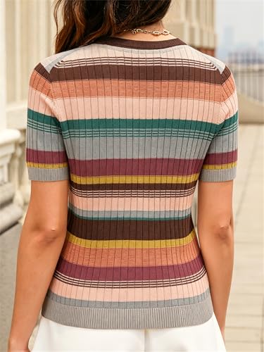 Image of DAIMIDY Womens Cotton Modal Short Sleeve Sweaters Summer Knit Tops | Breathable,Soft,Smooth Feel and Excellent Drape.Fit in Summer,Spring and Fall.