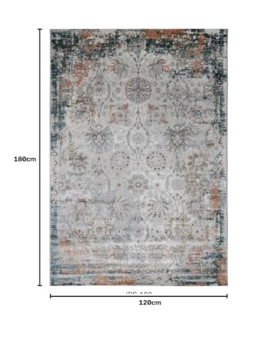 Image of 4x6 Feet (120x180 CM) Carpet for Living Room Hall & Bedroom - Navy Gold Modern Abstract Geometric Silk-Touch Luxury Hotel-Style Washable Anti-Skid Turkish Area Rug