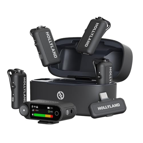 Hollyland Lark Max 2, Kabelloses Lavalier Mikrofon, AI-Rauschunterdrückung, 32-Bit-Audio mit voller Kette (340 m), Wireless Bluetooth Mikrofon für iPhone, Android, Kamera (1T4-Combo-Gray)