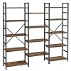 SUPERJARE Triple 5 Tier Bookshelf, Bookcase with 14 Open Display Shelves, Wide Book Shelf Book Case for Home & Office, Rustic Brown