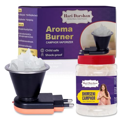 Image of Hari Darshan Electric Aroma Burner with 50g Bhimseni Camphor | Kapoor Dani Camphor Diffuser for Home | Room Freshener | Oil Diffuser | Aromatherapy Vaporizer | Electric Fragrance Diffuser