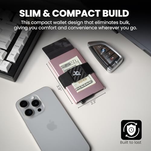 Image of CODE 118 Wallet for Men - Slim Minimalist Aluminum Smart Wallet with RFID Blocking - Compact cash and Credit card holder with Pop Up Ejector (Classic, Rose Gold)