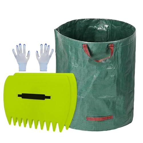 Rastrello per foglie con manico ergonomico, grande manico per raccolta con sacchetto della spazzatura | Grande pinza per rastrello da giardino tenuta a mano per foglie, pezzi di taglio e