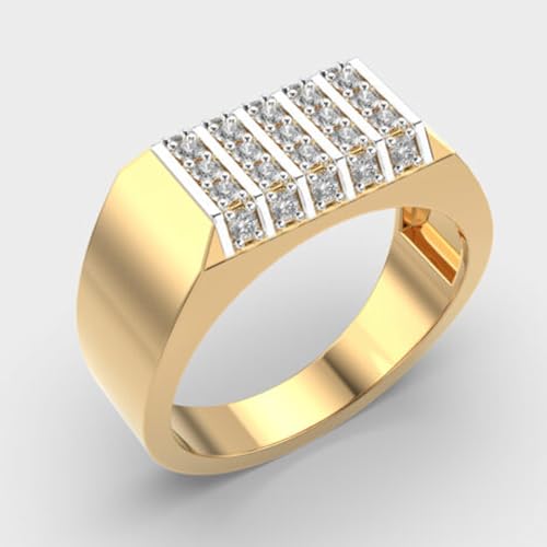 Bague chevalière Echo Beam argent 925 femme avec moissanite ronde plaqué or