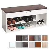 ✅ FUNKTION: Ein Dielen-Schrank Stand-Regal passt zur Holz-Garderobe. Unsere Garderoben-Bank/Holz-Kommode (Weiß) m. Sitz-Kissen (Braun) ist ein schönes Möbel-Stück