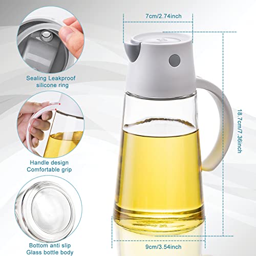 Dispenser Olio D'Oliva 550ml Automatico - Bottiglia Vetro Con Coperchio A Scatto
