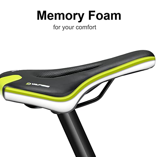 Foir Universal Fit Relax Bike Saddle,One-Plug Install, Bicycle Saddle Memory Foam Padded Soft Bike Cushion,Cyclmotor Saddles, Mountain Bike Seats (Green) #TOP5