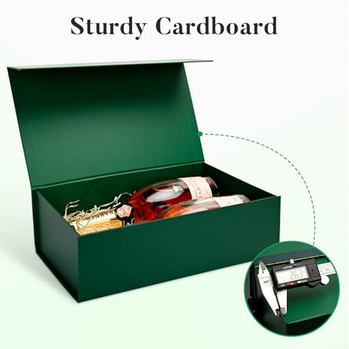Image of LIFELUM Green Gift Box 14 inchx8.5 inchx4.5 inch Christmas Gift Boxes with Lids for Presents for Anniversary Wedding Proposal Birthday Gift boxes with Shredded Filler Card Ribbon