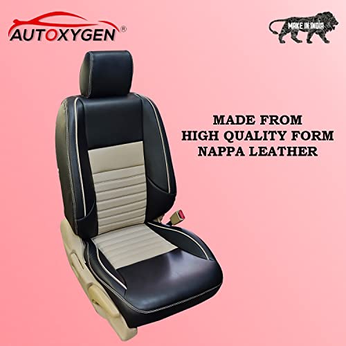 Image of AUTOXYGEN Car PU Leather Luxury seat Cover Front & Rear Accessories for Swift 2018 Onwards (Black & Beige, 1012)
