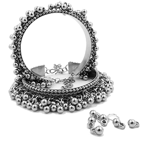 Lacum Fashion German Silver Oxidized Beads Kada Bangle Cuff Bracelet For Women & Girls (Silver) (Lac189Sob0X) (Beads_L150) (B085BTV6VK) Amazon Price History, Amazon Price Tracker