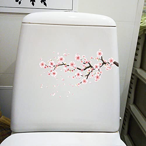 SHMAZ Bathroom Toilet Sticker fresh pink peach blossom branch toilet decoration home wall stickers