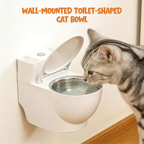 Bebedero para gatos forma inodoro acero inoxidable miniatura 2