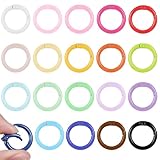 Lot de 20 anneaux toriques en alliage de zinc - Mousqueton rond - Ouverture à ressort - Pour bricolage, artisanat, sac à dos, porte-clés, sac à dos