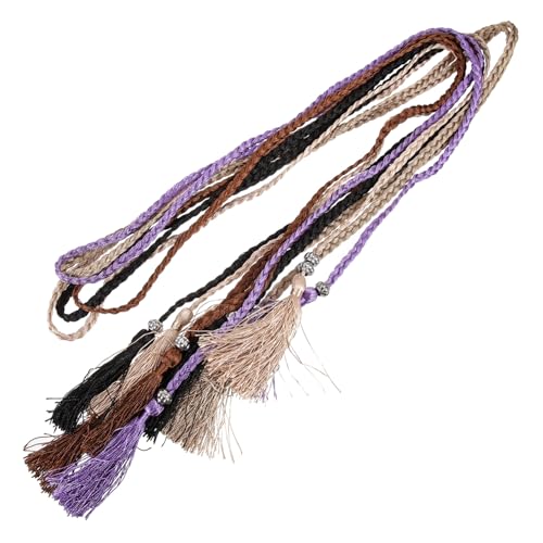 5pcs Woven Tassel Waist Belts for Women Casual Hand Knitted Skirt Belt Decorative Waist Rope in Multi Colors Lightweight and Accessories for Daily and Party Wear