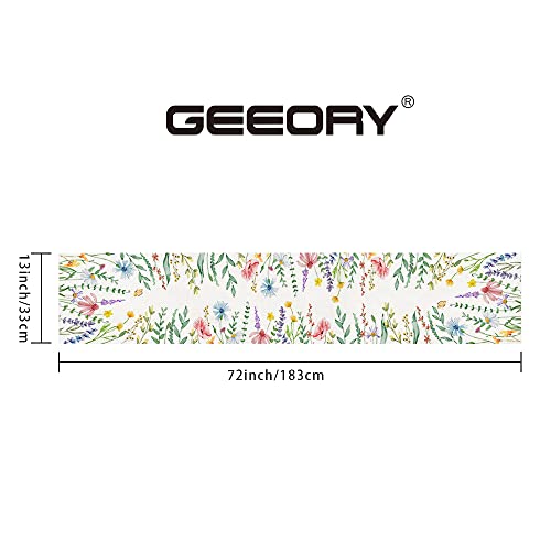 Geeory Spring Table Runner 13X72 Inch Watercolor Wild Flower Farmhouse Rustic Holiday Kitchen Dining Table Decoration For Indoor Outdoor Dinner Party Décor #TOP6