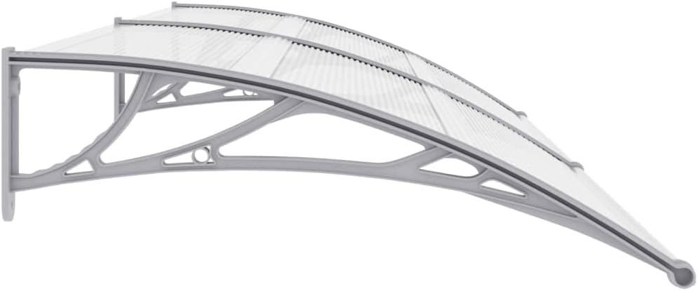 Сиде view of the vidaXL Door Canopy, showing the curved design and a gray support bracket.