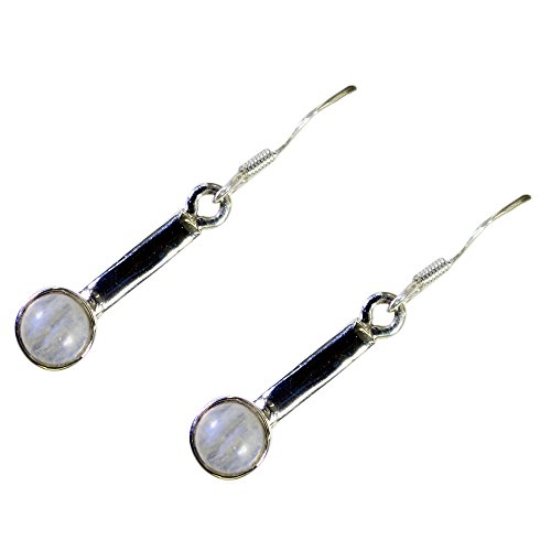 Véritable pierre de lune arc-en-ciel boucles d'oreilles rondes argent 925