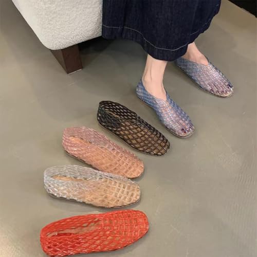 Jelly Mesh Ballet Flats for Women Clear Hollow Jellies Flat Sandals Slip On Summer Comfortable Casual Beach Jellies Shoes4