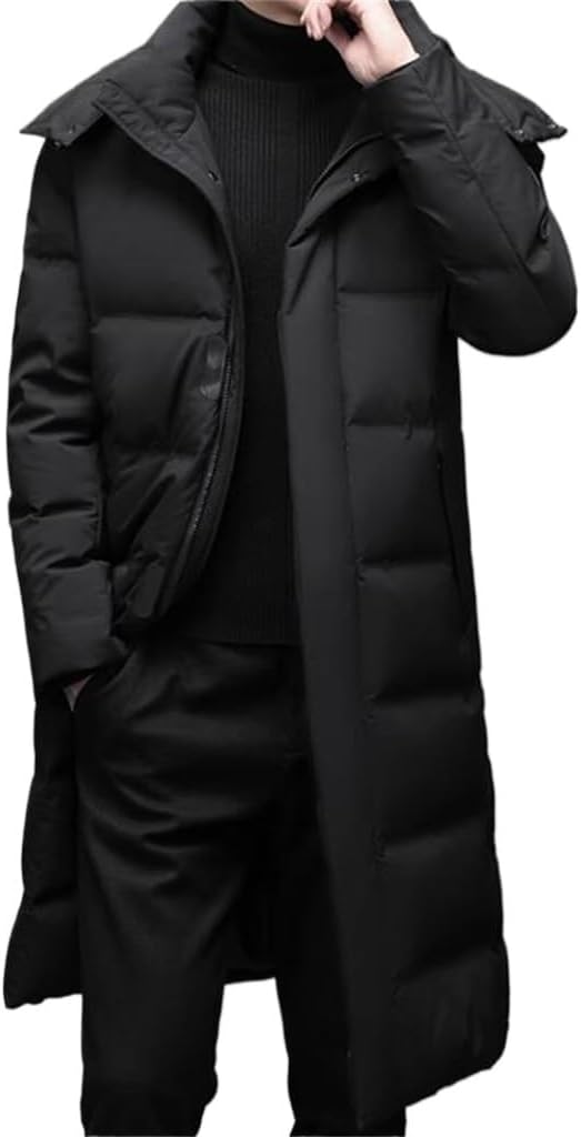 Over The Knee Down Jacket Male Winter Thick Warm White Duck Coat Men's Hooded Long
