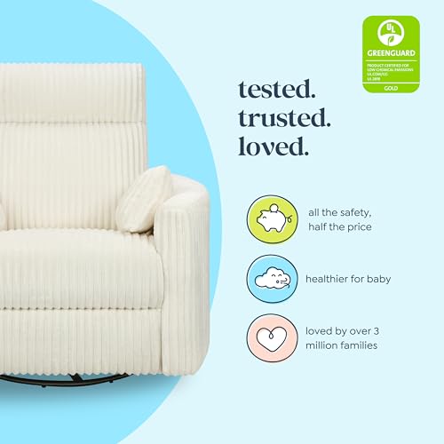 Image of DaVinci Atlas Upholstered Recliner & Swivel Glider, Cream Cozy Corduroy