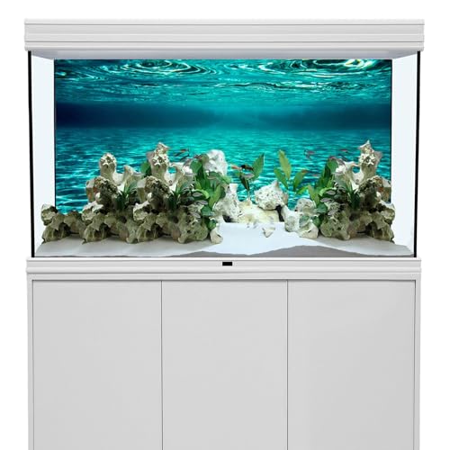Image of YongFoto Fish Tank Background 48x24 inch Turquoise Clear Water Ripple Lakebed Undersea Ocean Floor Underwater Seabed Polyester Backdrop Reptile Habitat Terrarium Aquarium Background