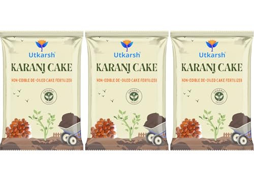 Image of Utkarsh Karanj Cake | Pongamia Cake Khali | Organic Fertilizers Manure for Gardening, All Types of Plants, Flowers, Vegetables & Lawn- (2.7 Kg; Pack of 3 of 900 gm)