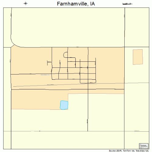 Large Street & Road Map of Farnhamville, Iowa IA Printed poster size