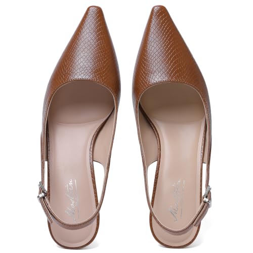 Image of Mostrin Kitten Heels for Women Slingback Pointed Closed Toe Heels Women's Pumps Shoes for Wedding, Party, Commuting