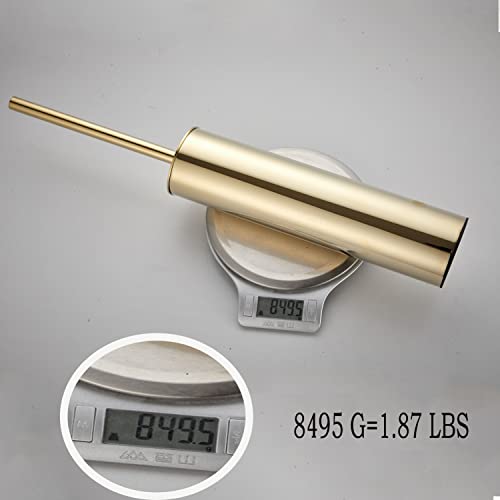 Image of Freestanding Luxury Toilet Brush 304 Stainless Steel Toilet Brush and Holder 19-Inches Tall Round Rust Resistant Anti-Odor and Easy to Clean with Polished Gold Finished