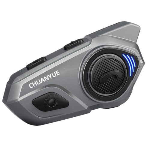 CHUANYUE X2 Motorrad Bluetooth Headset, Helm Kommunikationssystem für 2 bis zu 4 Personen in Reichweite von 1200m, Motorradhelm Gegensprechanlage mit HiFi/Musik Teilen/FM/Sprachassistent, Einzelpack
