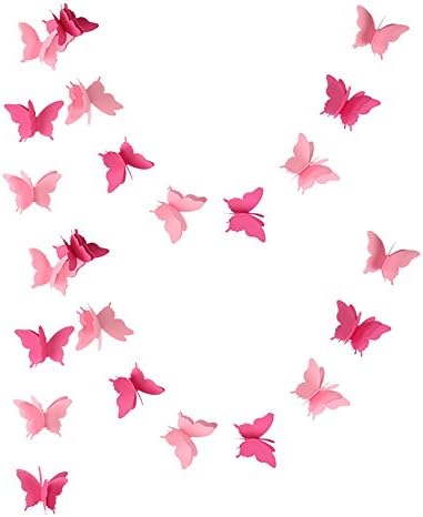 zilue Butterfly Banner Decorative Paper Garland for Wedding, Baby Shower, Birthday & Theme Decor 110 Inches Long Set of 2 Pieces Pink