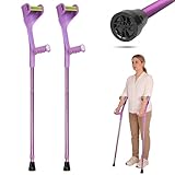 LEFEKE Unterarmgehstützen für Erwachsene, Aluminium-Gehstützen mit 10-facher Höhenverstellung, für Erwachsene, Senioren, Orthopädische Gehstützen, faltbar, ultraleicht, Aluminium, Violett