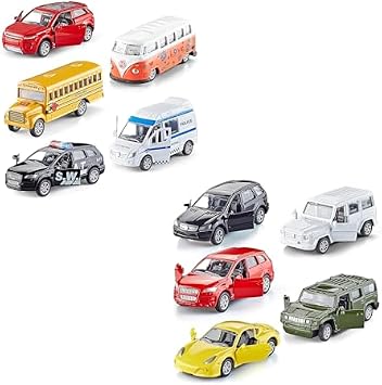 KIDAMI Die Cast Metal Toy Cars Set of 5, Official Car & Private car