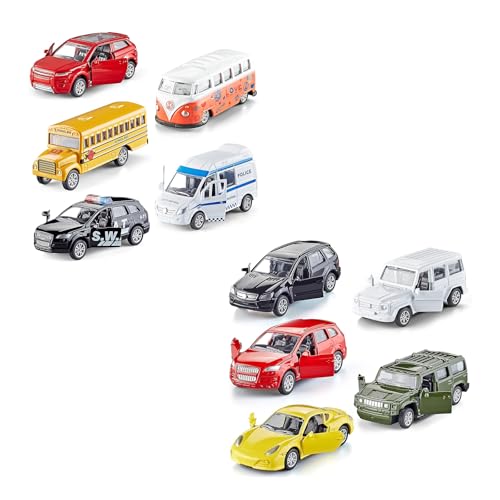 KIDAMI Die Cast Metal Toy Cars Set of 5, Official Car & Private car
