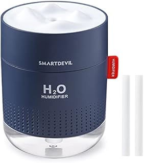 SmartDevil Humidifiers 500ml for Home, Cool Mist Air Humidifier with Night Light, Whisper Quiet USB Humidifiers, Waterless Auto-Off, Humidifiers for Bedroom Baby, Yoga, Office, Plants - 2 Filter