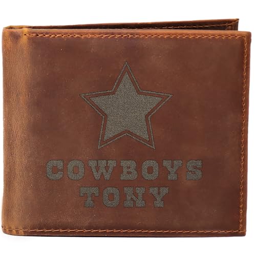 Personalized Cowboy Wallet for Men – Engraved Leather Mens Wallet – Football Gift for Him – Slim Western Wallet - Men Gifts for Christmas, Birthday, Anniversary3
