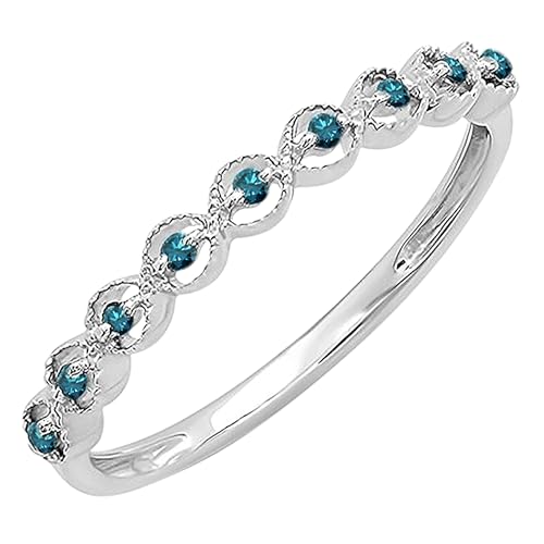 Dazzlingrock Collection Anillo de boda apilable de plata de ley 925, plata de ley 925, plata de ley con diamante azul, diamante azul, Plata de ley con diamante azul, Diamante azul