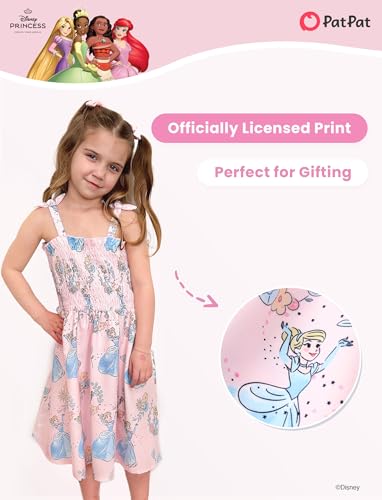 Image of Disney Princess Frozen Elsa Minnie Stitch Toddler Girl Dress Bow Tie Straps Smocked Summer Outfit Birthday Party Clothes 2-9Y