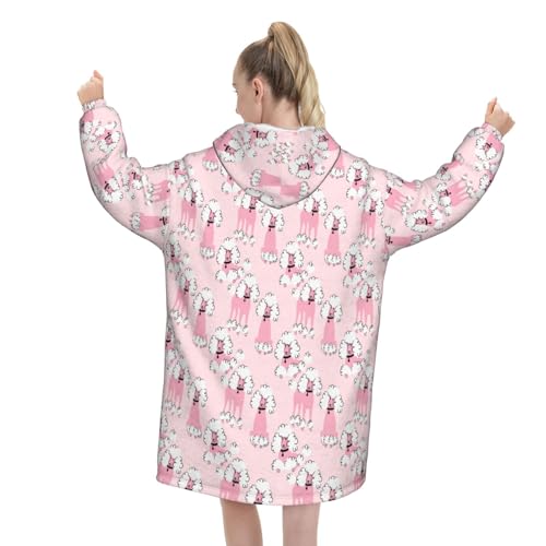 Sweat à capuche couverture flanelle caniche doodle, le cadeau idéal pour frissonner - 3