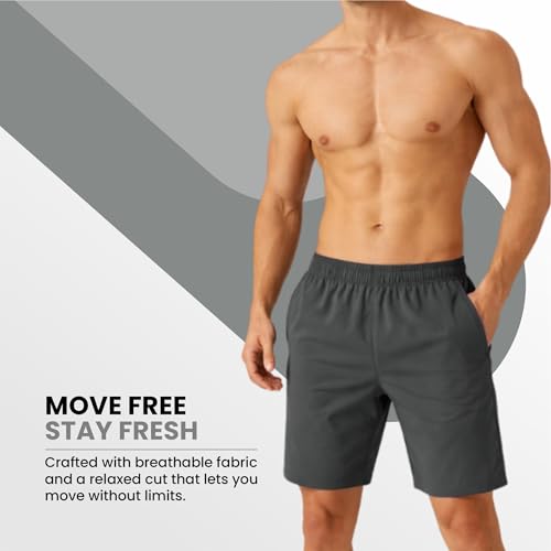 Image of NINQ Workout Half Pant for Man | Gym Shorts for Men with Drawstring Waist & 2 Zipper Pockets | Stylish Lightweight Shorts Pant for Men Sports